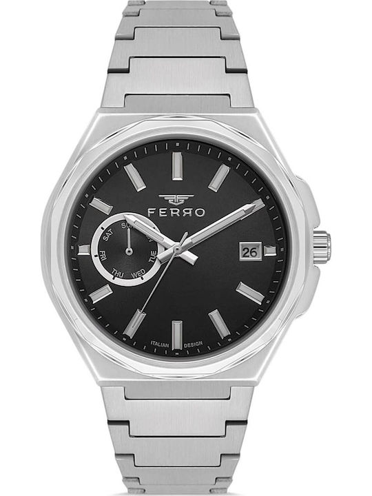 Ferro Men's Battery Watch With Silver Metal Bra...