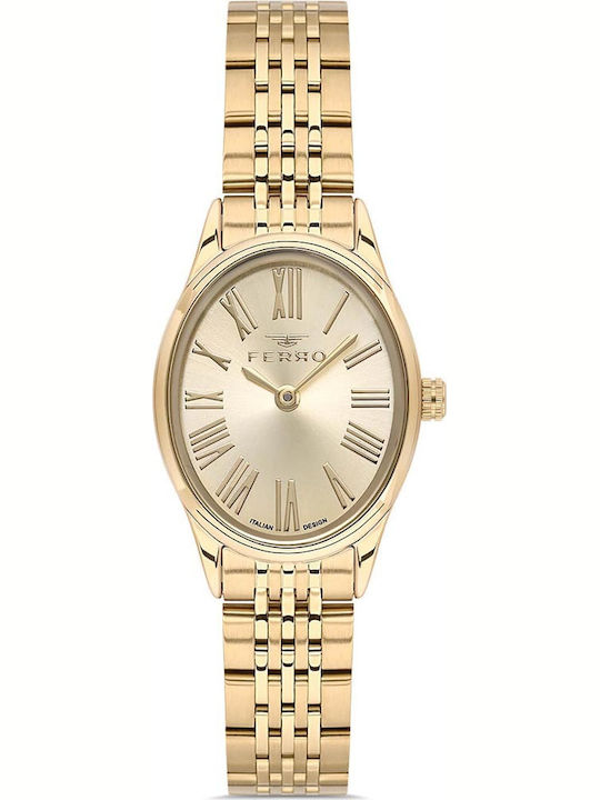 Ferro Men's Battery Watch With Gold Metal Bracelet