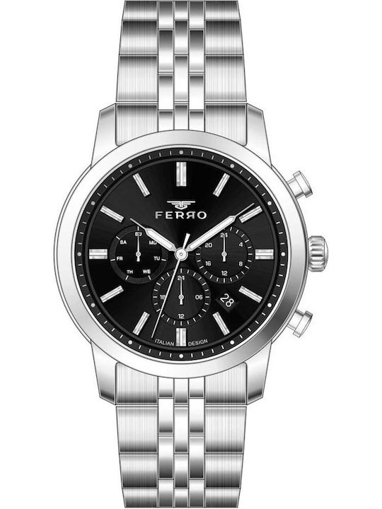 Ferro Men's Battery Watch With Silver Metal Bracelet