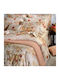 Down Town Home Set Cotton Duvet Cover King Size with 2 Pillowcases 260x250cm English Flower Pink