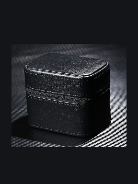 Watch Case Lily Pattern Leather Watch Storage Case Zipper Black