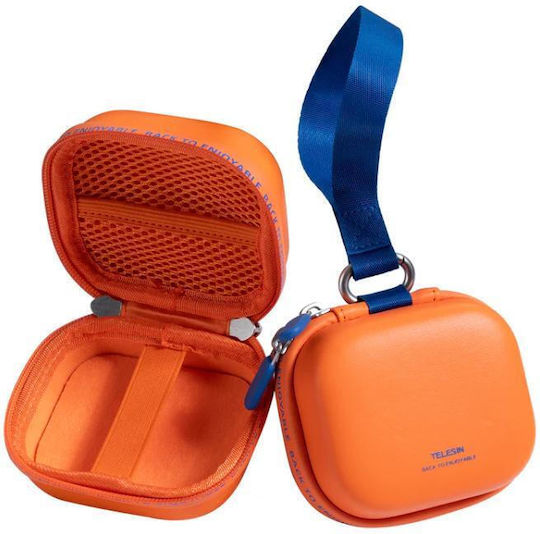 Telesin Disadv Mini Hard Transportation Case Action Cameras Universal Storage Bag Wrist Strap Orange