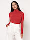 Women's Blouse Turtleneck Red