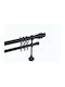Frans Extendable Metallic Curtain Pole Double with Rod Diameter 25mm Length 140-250cm Black Matte A1/15D