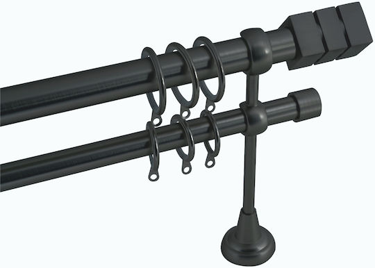 Frans Ausziehbare Metallische Vorhangstange Einzel Φ25mm 140-250cm Schwarz