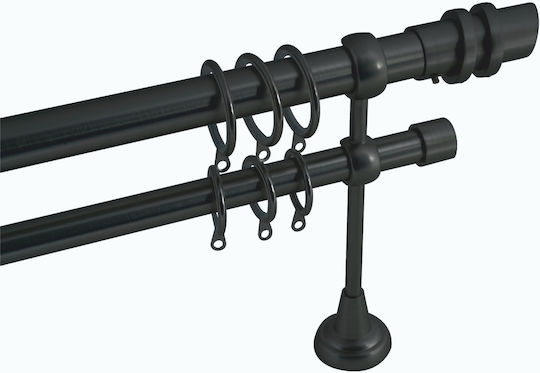 Frans Ausziehbare Metallische Vorhangstange Einzeln Φ25mm 140-250cm Schwarz