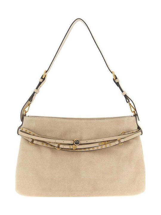 Pinko Leather Women's Shoulder Bag Beige