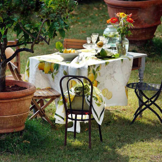 Tessitura Toscana Telerie Τραπεζομάντηλο Λινό Limoncello Λευκό 85x85εκ.