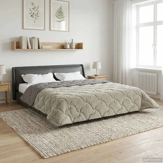vidaXL Κουβέρτα Fleece Διπλή 200x200εκ. Ανοιχτό Γκρι