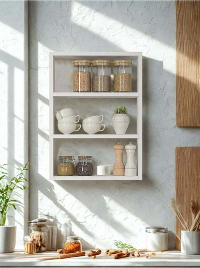 Weißes Wandregal für Küche und Bad Dreistufig 43,6x (43)