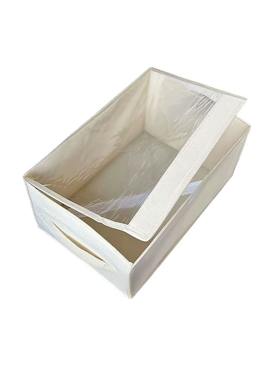 HOMie Stoff Aufbewahrungsbox mit Deckel Transparente 55x32x25cm