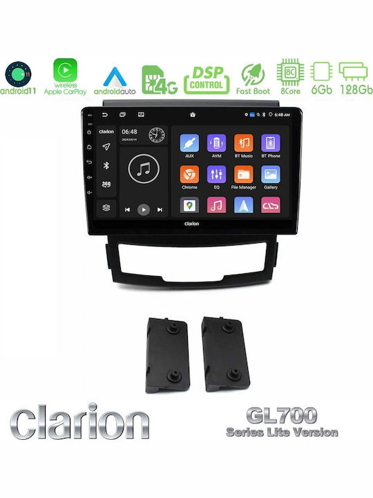 Clarion Car Audio System for Ssangyong Korando 2010-2014 (Bluetooth/USB/WiFi/GPS/Apple CarPlay/Android Auto) with 9" Touch Screen