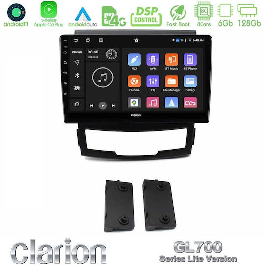 Clarion Car Audio System for Ssangyong Korando 2010-2014 (Bluetooth/USB/WiFi/GPS/Apple CarPlay/Android Auto) with 9" Touch Screen