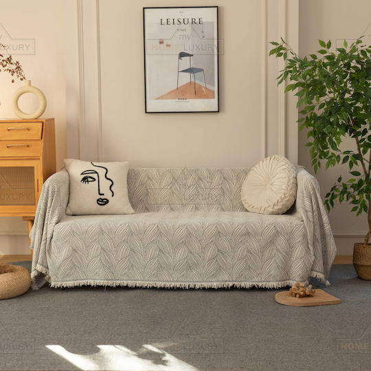 My Home Luxury Pommard Armchair Throw Jacquard 180x180cm Ecru