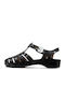 Damen Flache Schwarze Sandalen