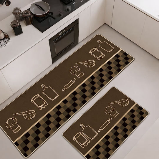 My Home Luxury Kitchen Mat Runner 60x150cm SET-704 Brown