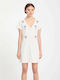 Καλοκαιρινό Mini Σεμιζιέ Φόρεμα Off White White