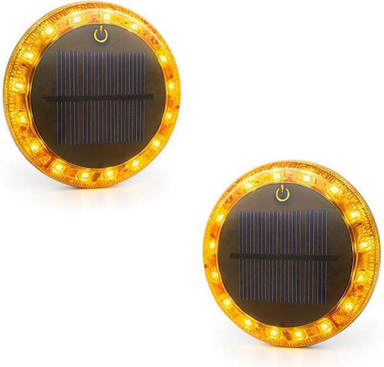 Set of 2 Solar Warning Led Lights Ip67 Magnetic Base Trucks Construction Sites 10.5cm