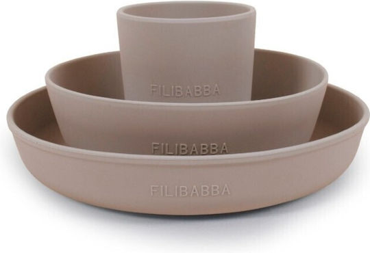 Filibabba Silicone Baby & Kids Feeding Set with Anti-Slip Gray Base 3 Pieces