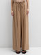 Women's High Rise Pantaloons with Rubber Band in Palazzo Fit Camel
