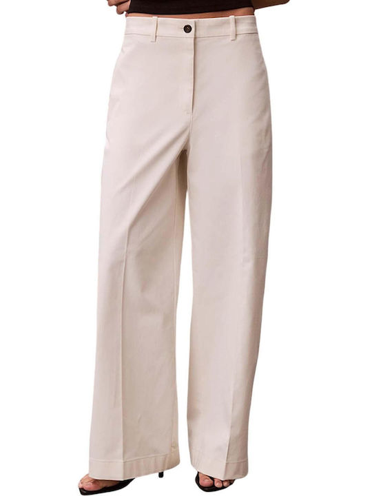 Damen Chino Hose Baumwoll-Set in Baggy Bein Stil Beige