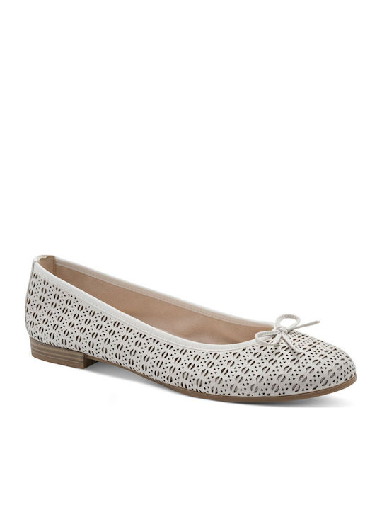 Tamaris Leather Women's Ballerina Shoes in Whit...