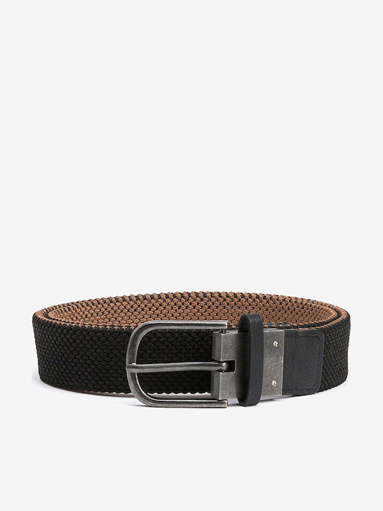 Elastic Men's Knitted Double Sided Black Belt