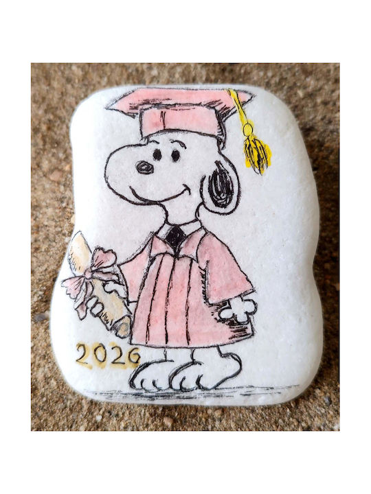 Stein Mit Handgemaltem "Guter Abschluss" Snoopy Rosa
