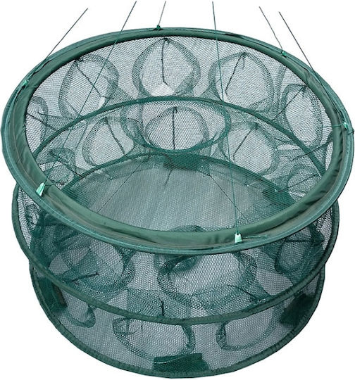 70cm Double Layer 21 Holes Automatic Folding Round Fishing Cage Shrimp Fishing Net Hand