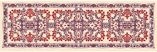Stamped Embroidery Table Runner Rosettes Natural Motifs Knossos Fabric Beige Gold 50cm X 130cm 1 Piece
