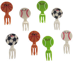 Set 24 Pieces Plastic Fruit Forks Sports Balls