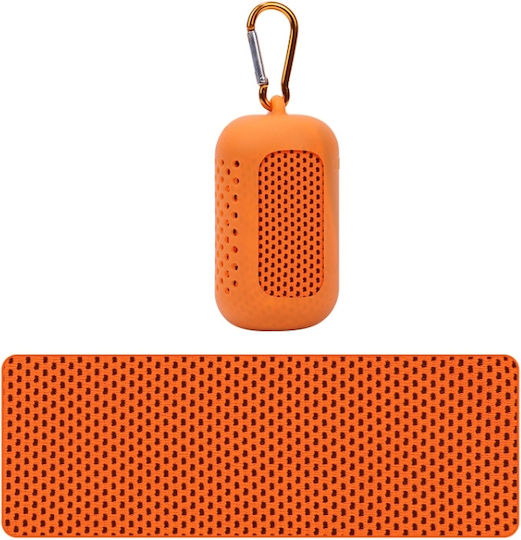 Set of Sports Travel Towels Portable Quick Drying Cold Air Microfiber Towels Silicone Storage Case Size 30x80cm Orange