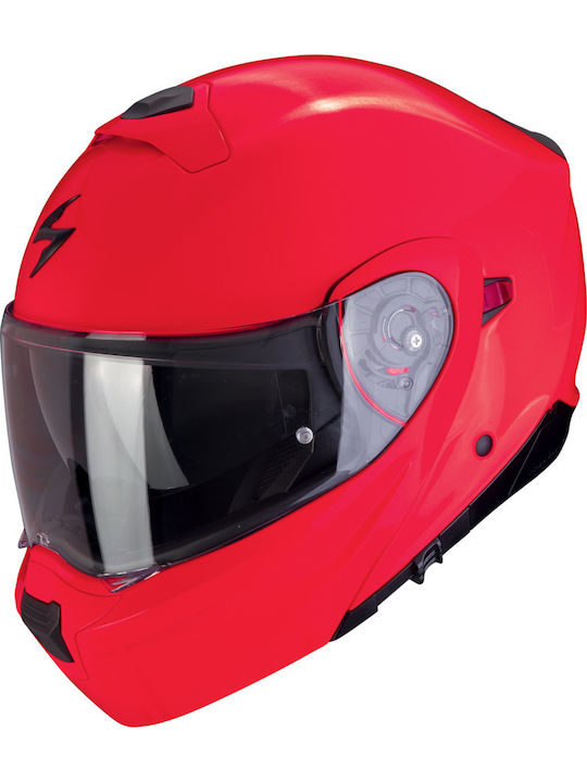 Scorpion Exo-930 Evo Solid Fluorescent Red Motorcycle Helmet Flip-Up ECE 22.06