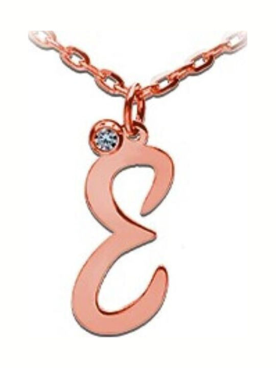 Personal Jewel Monogram Necklace with Pink Gold Plating and Pink Diamond