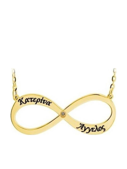 Personal Jewel Κολιέ Άπειρο από Επιχρυσωμένο Ασήμι με Ζιργκόν