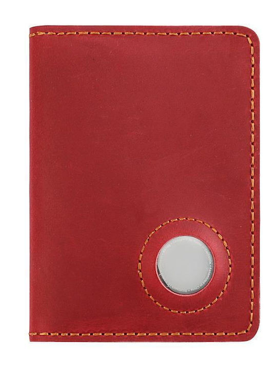 Passport Case Bag Genuine Leather Vintage Tracking Slot Red