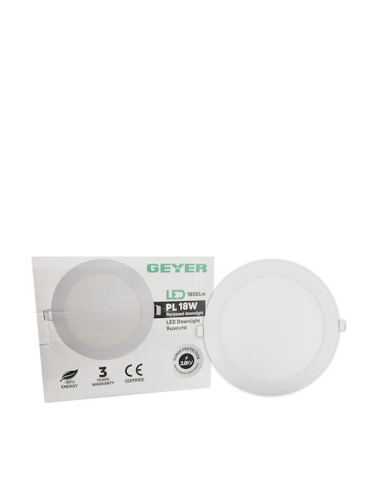 Geyer Recessed LED Panel 18W with Natural White Light 4000K
