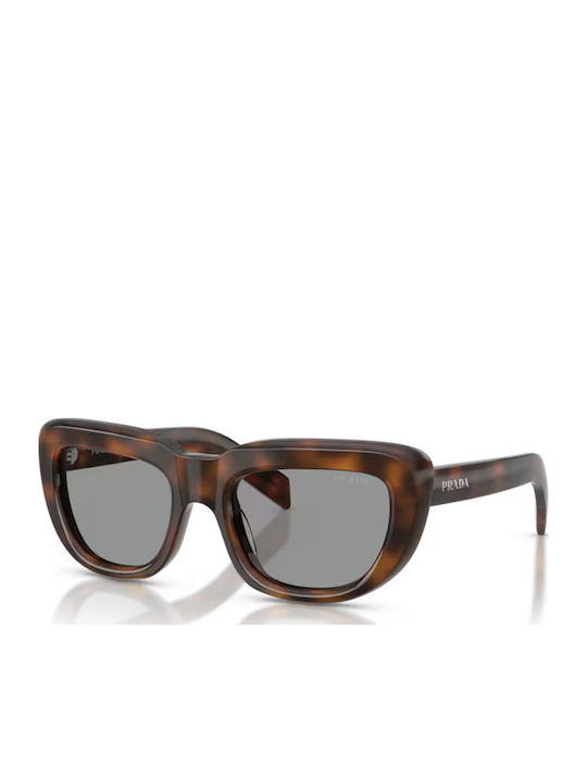 Prada Women's Sunglasses with Brown Tartaruga Horn-Rimmed Frame and Gray Lens PRD07S 20D50Q