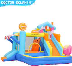 Fun Baby Inflatable Doctor Dolphin with Trampoline and Slide for Age 4-6