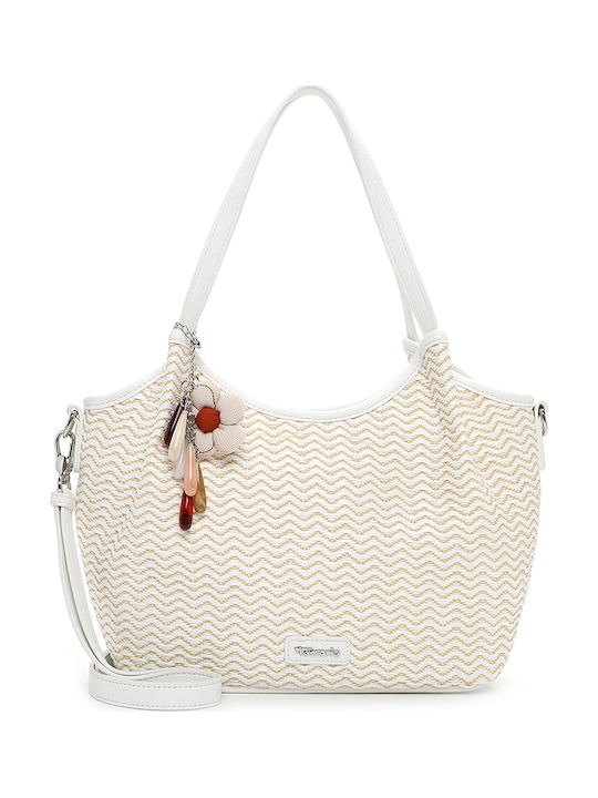 Tamaris Rattan Damen Schultertasche Weiß