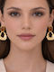 Eluna Dangle Earrings Made of Gold Plated Steel with Stones & Pearls