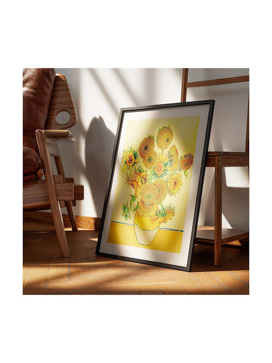 Poster Van Gogh Sunflowers Art116 50cm X 70cm Brown Wooden Frame