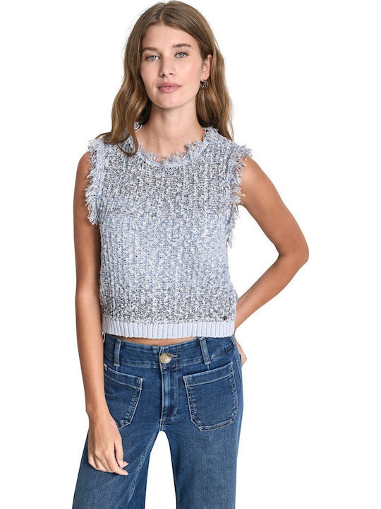 Winter Women's Cotton Sleeveless Tunic Light Blue