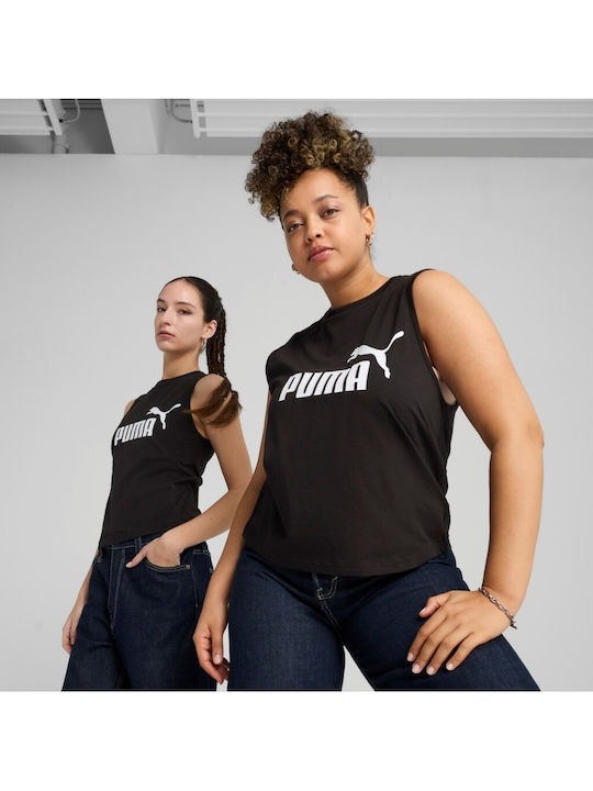 Logo Women's Sports Sleeveless Black Top