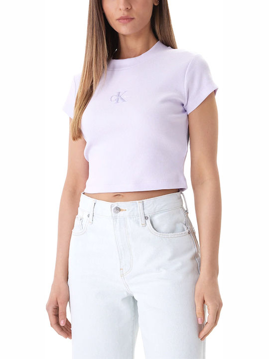 Calvin Klein Damen Crop T-Shirt Lila