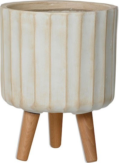 Kaemingk Keramik Pflanzentopf Beiges mit Gestell 24x31cm