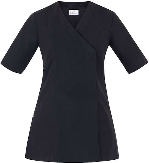 Giblor's Kochjacke Weiblich Schwarz mit 3/4 Ärmel
