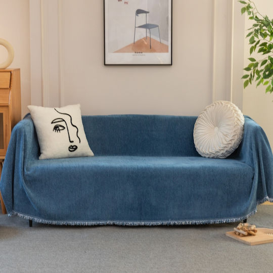 My Home Luxury Pozo Ριχτάρι Πολυθρόνας Ζακάρ 180x180εκ. Μπλε Σκούρο