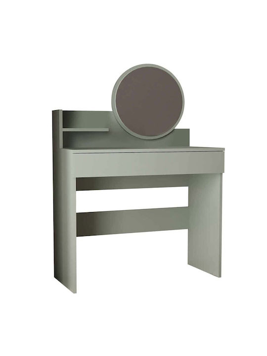 Επιδαπέδια Τουαλέτα Κρεβατοκάμαρας Harmony Mini Round Ξύλινη Ash Green με Καθρέπτη 90x40x133εκ.