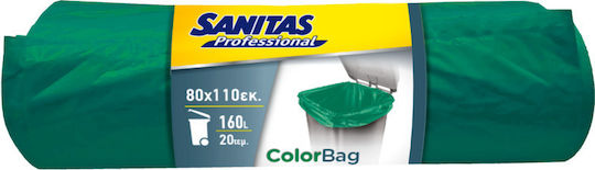 Sanitas Σακούλες Απορριμάτων Χωρητικότητας 160lt Professional 110x80cm 20τμχ Πράσινες